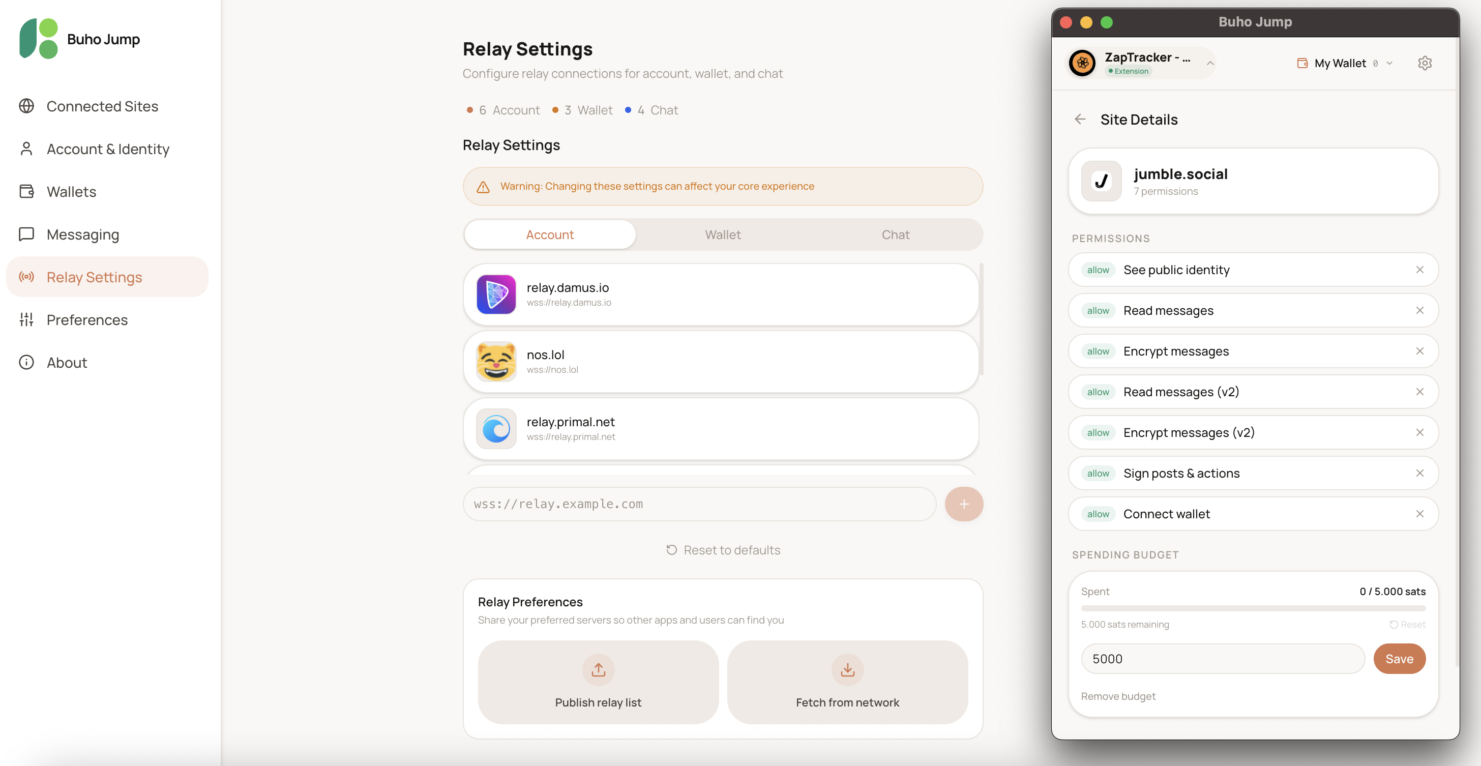 Relay settings - Orange Light