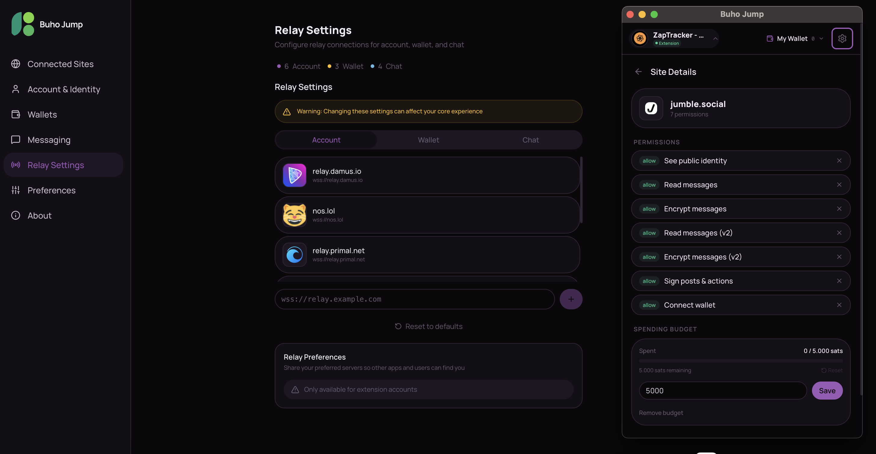 Relay settings - Violet