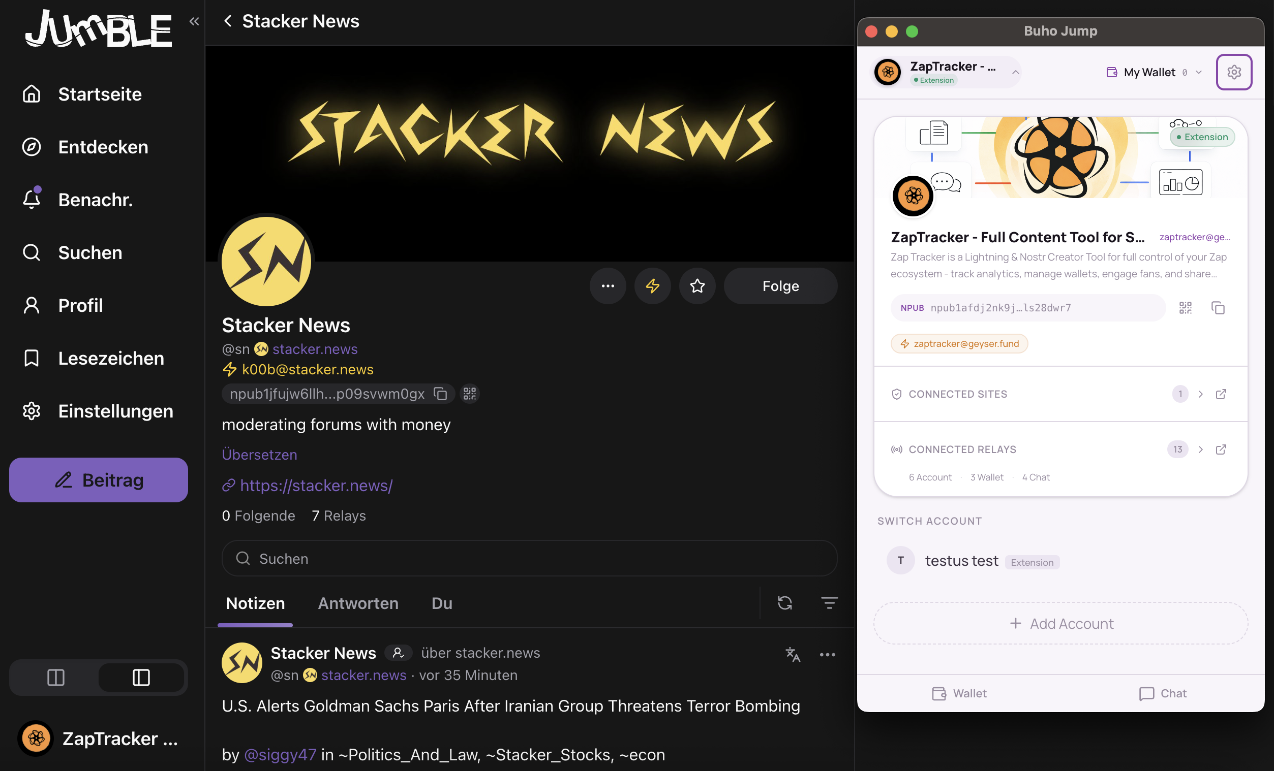 Buho Jump on Stacker News - Violet Light